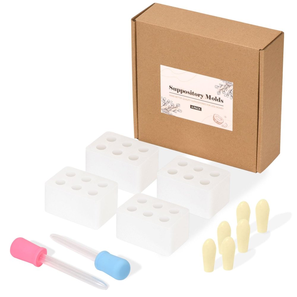 Fukumi Reusable Suppository Molds Kit, 2ML | 4 Suppository Mold Trays + 10 Droppers | Easy DIY Suppository Making for Men & Women, Silicone Suppository Molds Kit