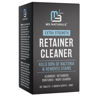 Retainer Cleanser Tablets Cleaner, Removes Odors Discoloration Stains and Plaque 2 Month Supply Denture Cleansers Retainers Mouth Guards Denture Bath Mint by M3