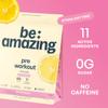 BE AMAZING Caffeine Free Pre Workout Powder, Vegan Supplement with Ashwagandha & Adaptogens for Night Workouts, Sugar Free Drink Mix for Men & Women, Gluten Free, Pink Lemonade, 30 Servings view 2