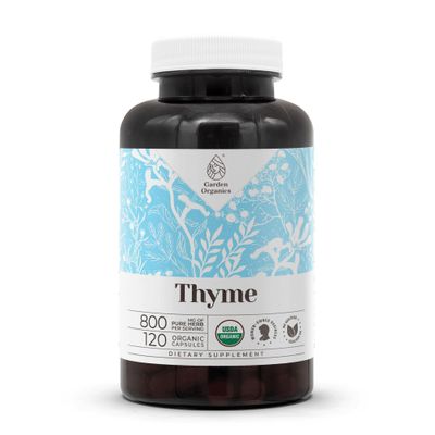 Thyme USDA Organic 120 Capsules | High-Potency Natural Supplement | Certified Organic Vegetarian Capsules and Organic Thyme (Thymus Vulgaris) Dried Leaf (120 Capsules)