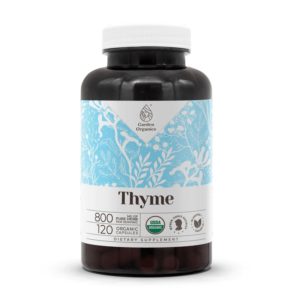 Thyme USDA Organic 120 Capsules | High-Potency Natural Supplement | Certified Organic Vegetarian Capsules and Organic Thyme (Thymus Vulgaris) Dried Leaf (120 Capsules)