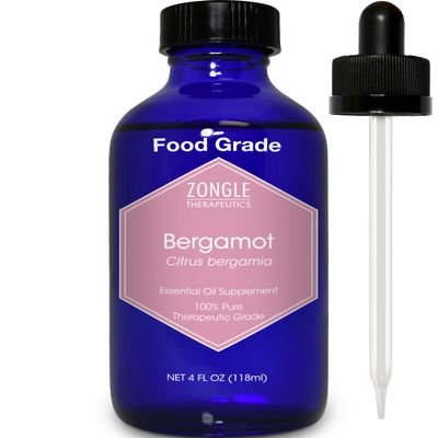 Bergamot Essential Oil, Food Grade, for Tea  100% Pure, Bergamot Oil, by Zongle Therapeutics, 4 OZ