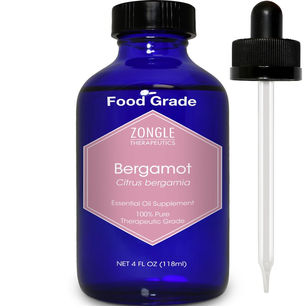 Bergamot Essential Oil, Food Grade, for Tea 100% Pure, Bergamot Oil, by Zongle Therapeutics, 4 OZ