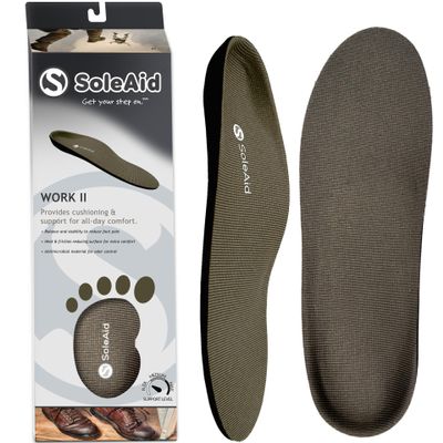 SoleAid Insoles Work II, All-Day Standing Performance Orthotic Insole with Semi-Rigid Arch Support for Alignment and Plantar Pain Relief, Work Boot Inserts for Pronation (Women 11-11.5 / Men 9-9.5)