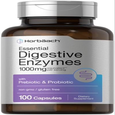 Horbach Essential Digestive Enzymes | 100 Capsules | Enzyme Blend for Men & Women | Non-GMO & Gluten Free Supplement