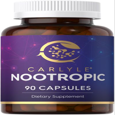 Carlyle Brain Nootropic Supplement | 90 Capsules | with Caffeine, B12 & Guarana Extract | Non-GMO & Gluten Free