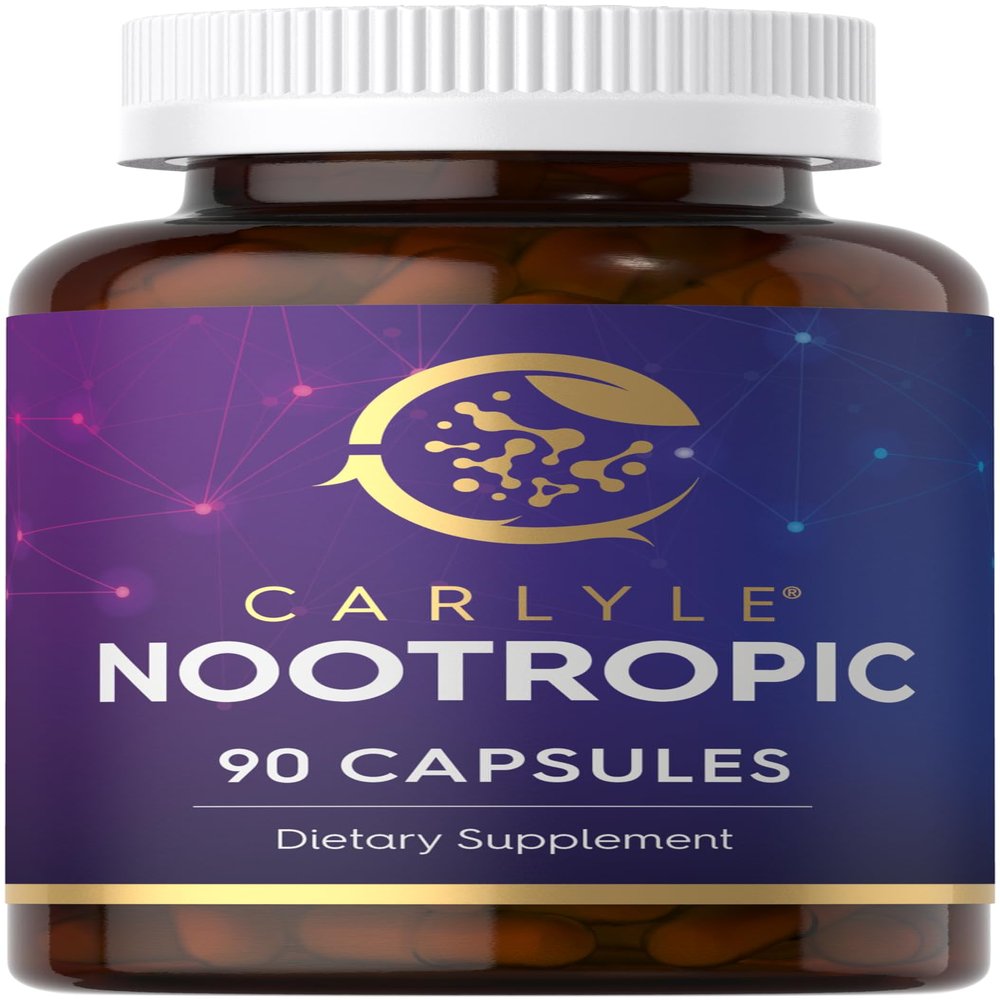 Carlyle Brain Nootropic Supplement | 90 Capsules | with Caffeine, B12 & Guarana Extract | Non-GMO & Gluten Free