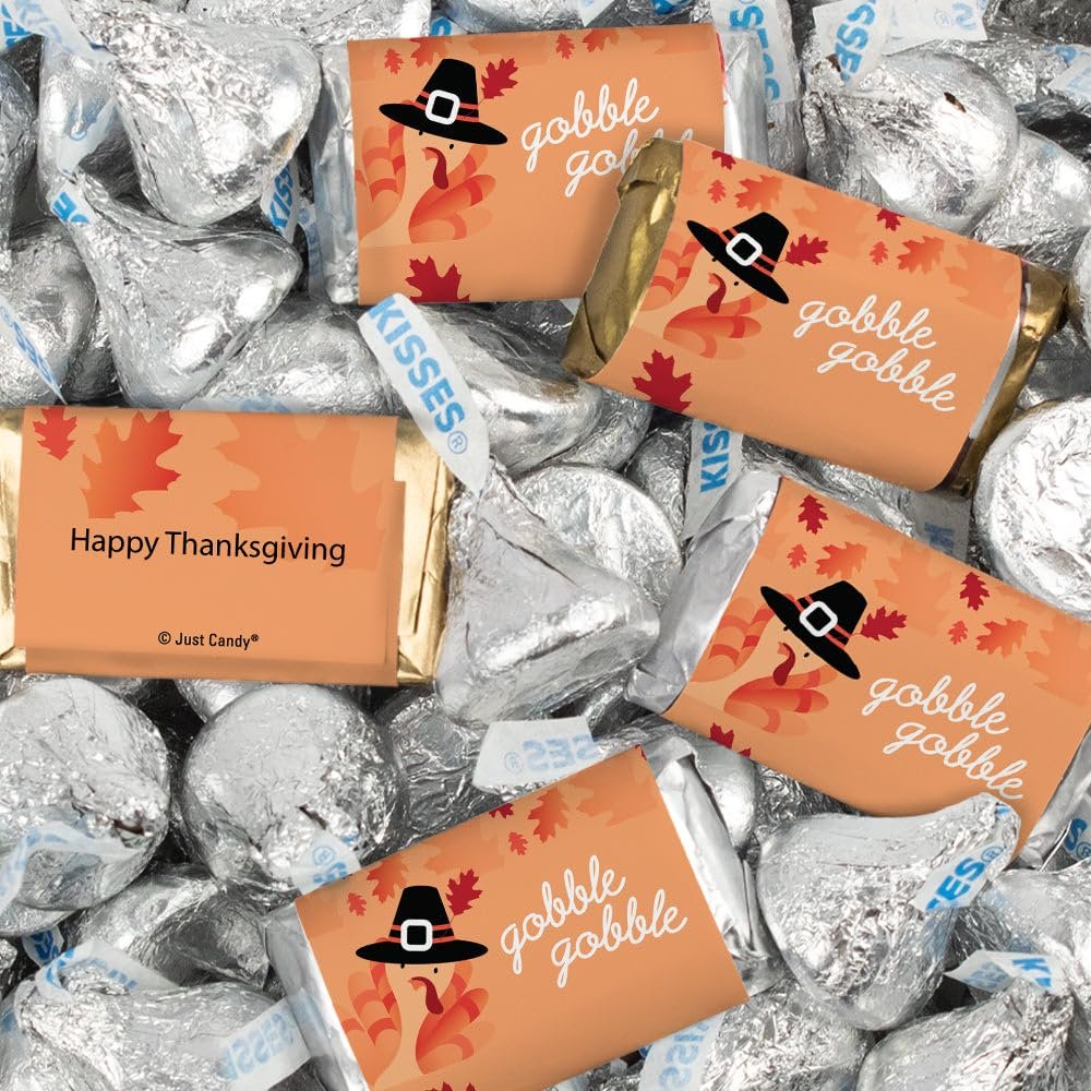 124 Pcs Thanksgiving Candy Party Favors Miniatures & Chocolate Kisses - Turkey
