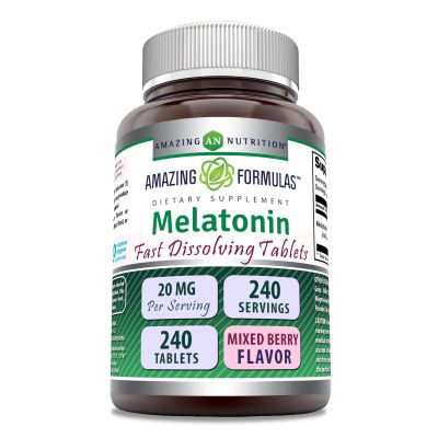 Amazing Formulas Melatonin Fast Dissolving Supplement | Mixed Berry Flavor | 20 Mg Per Serving | 240 Tablets | Non-GMO | Gluten-Free | Made in USA