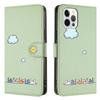 Rnrieyta Miagon for iPhone 15 Pro Max Case,Cover Cartoon Animal Cloud Cat Cute Pattern Folding Stand PU Leather Wallet Flip Cover Protective Case with Card Slots,Green view 1