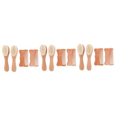 Kisangel 3sets Beech Wooden Combs and Woolen Brush Care Kit Natural Safe Materials for Gentle Scalp Massage and Cradle Cap Treatment Brushes Combs
