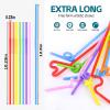 100 Pcs Colorful Flexible Plastic Straws,Disposable Long Bendy straws.(0.23''diameter and 10.24"long) view 2