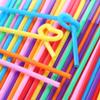 100 Pcs Colorful Flexible Plastic Straws,Disposable Long Bendy straws.(0.23''diameter and 10.24"long) view 3