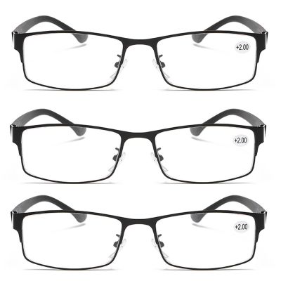 Reading Glasses Men 3 Pack, +2.5 Spring Hinge Computer Reading, +2.0 Rectangular Full Frame Eyeglasses(C,+1.5)