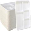 100 Pack - 100% Non Plastics 5 Compartment Paper Plates, Disposable School Lunch Trays, Eco-Friendly Bagasse Plates for School Lunch, Buffet, and Party view 1
