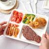 100 Pack - 100% Non Plastics 5 Compartment Paper Plates, Disposable School Lunch Trays, Eco-Friendly Bagasse Plates for School Lunch, Buffet, and Party view 3
