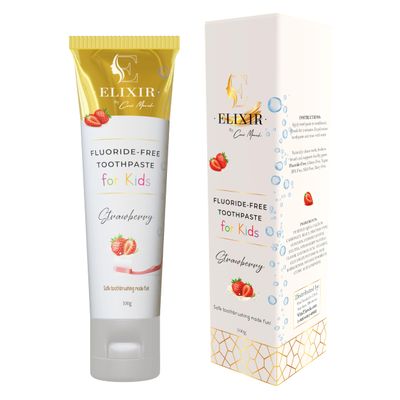 Elixir by Coc March Kids Toothpaste, Fluoride Free Natural Brightening Toothpaste for Sensitive Teeth, Gluten Free, Strawberry Flavor, Toddler & Kids Oral Care, 5.3 oz (100g)