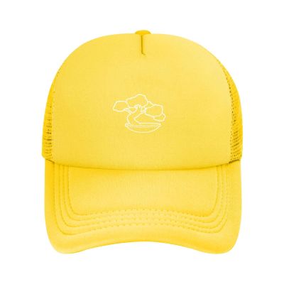 Bonsai Tree Hat Funny Gift Baseball Cap for Men Women Trucker Yellow