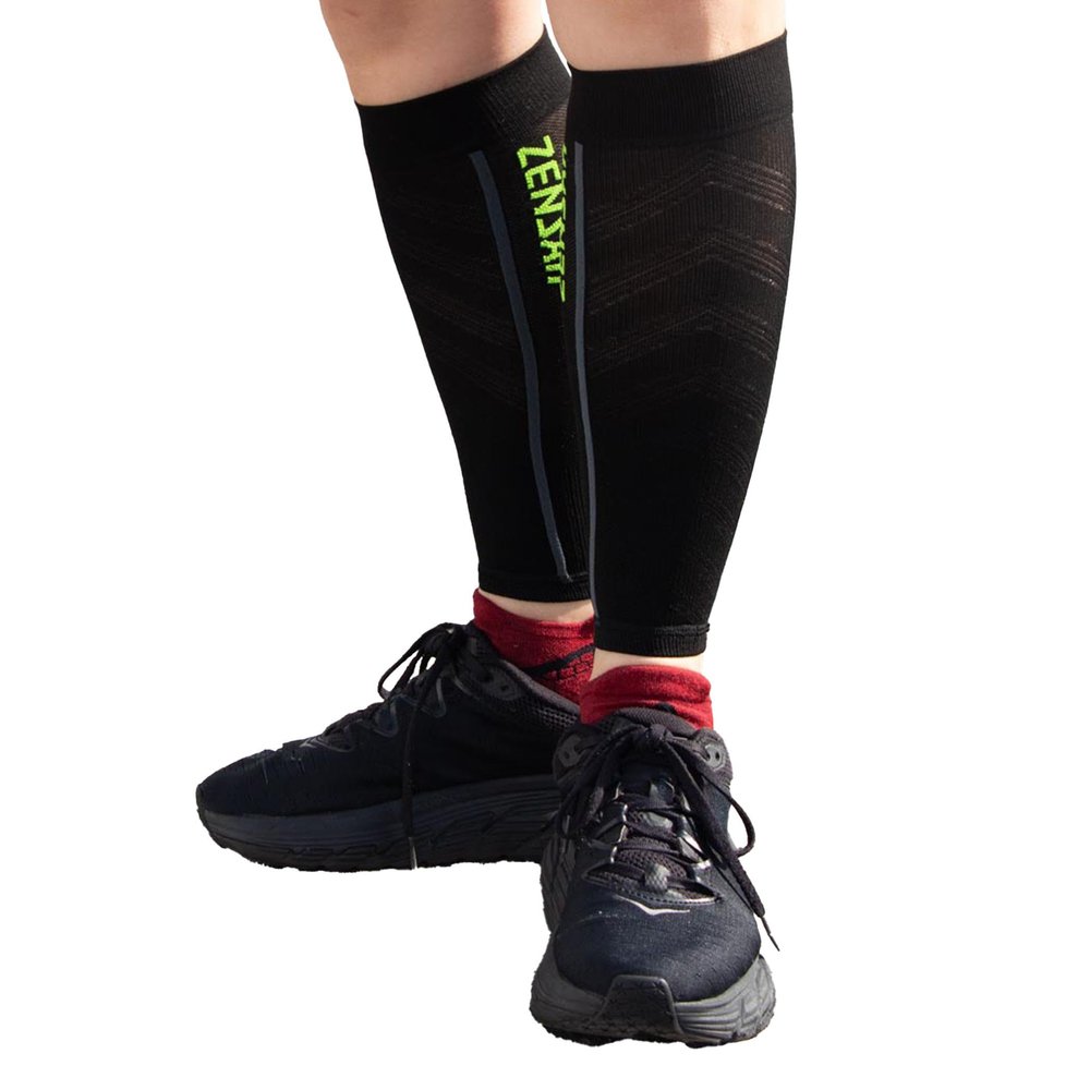 Zensah Featherweight Compression Leg Sleeves - Relieve Shin Splints, Calf Strains (Midnight Black, Small)