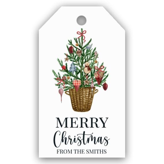 Christmas Tree Tags Personalized Set of 24 Christmas Gift Cardstock Hang Tags