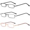 REAVEE 3 Pack Slim Pen Reading Glasses Small Tube Stylish Readers Women Men Spring Hinged with Portable Clip Case, Black Grey Gold 3.5 view 2