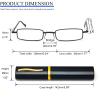 REAVEE 3 Pack Slim Pen Reading Glasses Small Tube Stylish Readers Women Men Spring Hinged with Portable Clip Case, Black Grey Gold 3.5 view 4