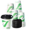 EcoQuality 10 oz Compostable Paper Cups with Black Dome Lids - Biodegradable Disposable White Paper Coffee Cups PLA Lined - Eco-friendly Hot and Cold Drinking Cups (25) view 1