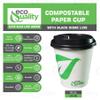 EcoQuality 10 oz Compostable Paper Cups with Black Dome Lids - Biodegradable Disposable White Paper Coffee Cups PLA Lined - Eco-friendly Hot and Cold Drinking Cups (25) view 2