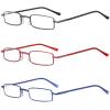 REAVEE 3 Pack Slim Pen Reading Glasses Small Tube Stylish Readers for Women Men Spring Hinged with Portable Clip Case, Grey Red Blue 1.0 view 2