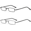 REAVEE 2 Pack Slim Pen Reading Glasses for Men Women, Small Pocket Size Tube Readers Spring Hinge with Portable Clip Case, Black and Grey 2.25 view 2
