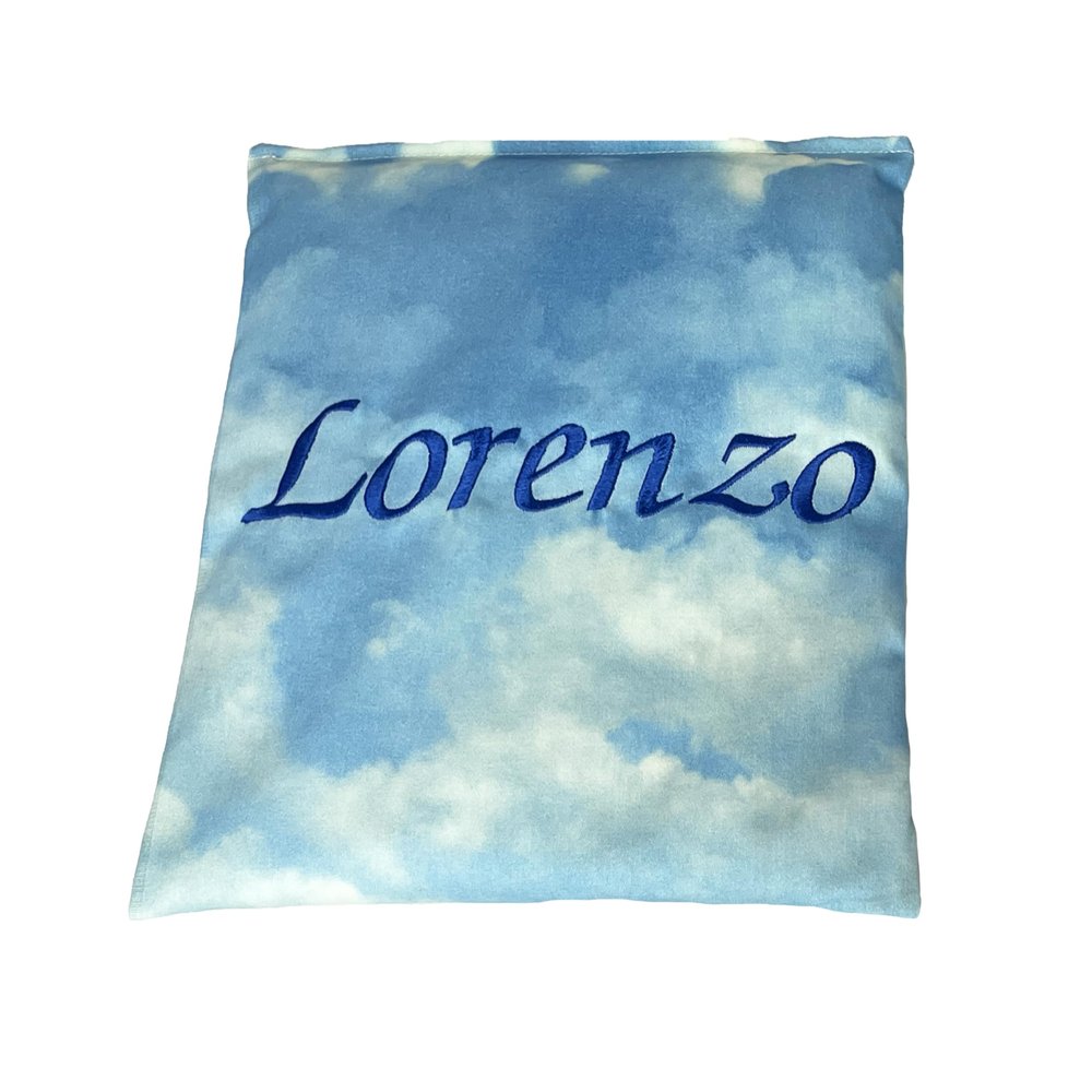 Liberty21 Heating Pad Corn Filled, Monogrammed, Personalized Custom Embroidered. Natural Heat Therapy for Lower Back, Neck, Shoulders, Cramps. Pain and Stress Relief Heated Wrap (Sky)