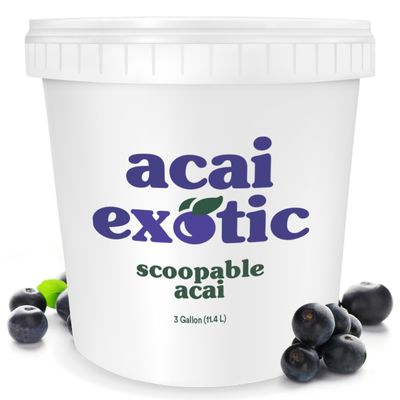 Non Dairy Ice Cream - Creamy Acai Sorbet with Acai Berry & Raw Demerara Sugar - Great for Fruit Bowls, Frozen Smoothies & Guilt Free Snacking - Scoopable Superfruits Acai Fruit Sorbet by Acai Exotic