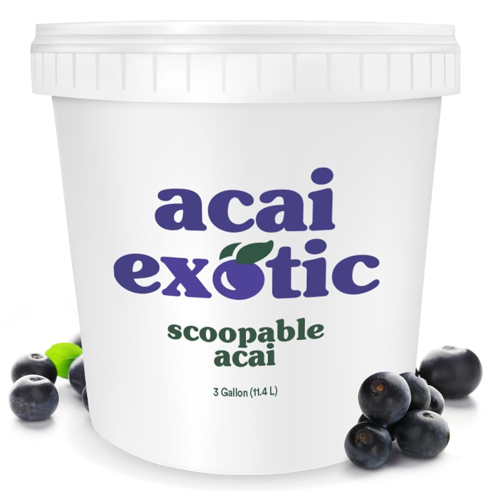 Non Dairy Ice Cream - Creamy Acai Sorbet with Acai Berry & Raw Demerara Sugar - Great for Fruit Bowls, Frozen Smoothies & Guilt Free Snacking - Scoopable Superfruits Acai Fruit Sorbet by Acai Exotic