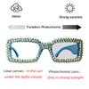 laureles Colorful Rhinestone Readers Fashion Sun Photochromic Square Reading Glasses Women Eyewear Frames (Blue, 1.75 Magnification) view 3