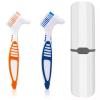 Denture Brush, 2 Pcs False Teeth Toothbrush with White Carrying Case, Multi-Tiered Bristles with Comfort Grip Handle for Effective Denture Cleaning view 1