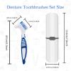 Denture Brush, 2 Pcs False Teeth Toothbrush with White Carrying Case, Multi-Tiered Bristles with Comfort Grip Handle for Effective Denture Cleaning view 2
