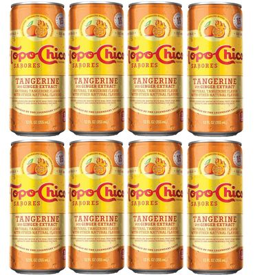 Topo Chico Sabores 12oz Cans (Tangerine Ginger) pack of 8, (total 12 x 8 = 96 oz)