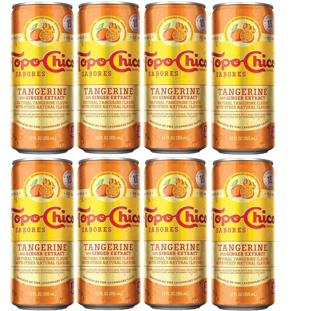 Topo Chico Sabores 12oz Cans (Tangerine Ginger) pack of 8, (total 12 x 8 = 96 oz)