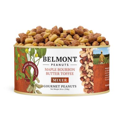 Belmont Peanuts Gourmet Maple Bourbon Butter Toffee Mixer with Maple Bourbon-Spiced Sea Salt and Butter Toffee Virginia Peanuts, 18 oz (1 Pack) Simple Ingredients, No Preservatives, Hand Seasoned