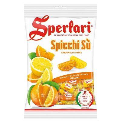 Sperlari Spicchi Su Citrus Orange & Lemon Wedges Hard Candy Bag, Individually Wrapped Italian Sweets, 500 gr / 17.6 Ounce Bag (1-Pack)