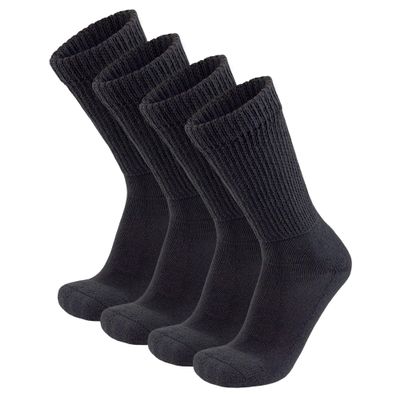 4 Pairs of Diabetic Extra Thick Warm Cotton Socks, Triple Cushioned Crew Slipper Socks (Black, Size 10-13)