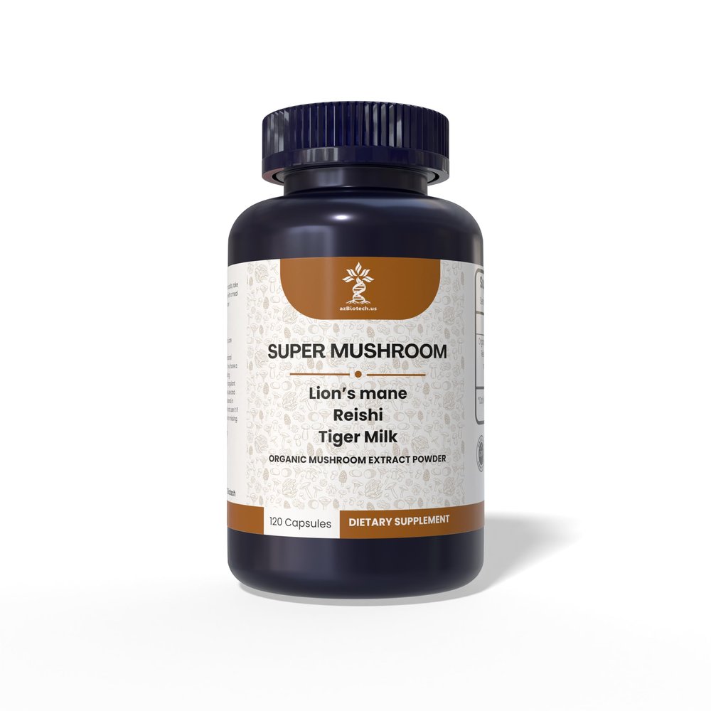 AZ BIOTECH Super Mushrooms Extract, 3 Mushrooms, Lions Mane Mushroom, Reishi Mushroom, Tiger Milk Mushroom,Immune Support Supplement