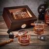 Engraved Cigar Humidor Box Set with Cigar Glasses - 5pc Cigars Accessories for Men view 1
