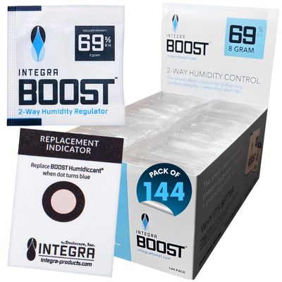 Integra Boost 2-Way Humidity Control Pack - Preserve Flavor & Control Humidity at 69% RH - Moisture Absorber for Herbs, Spices & More - 8 Gram (Pack of 144)