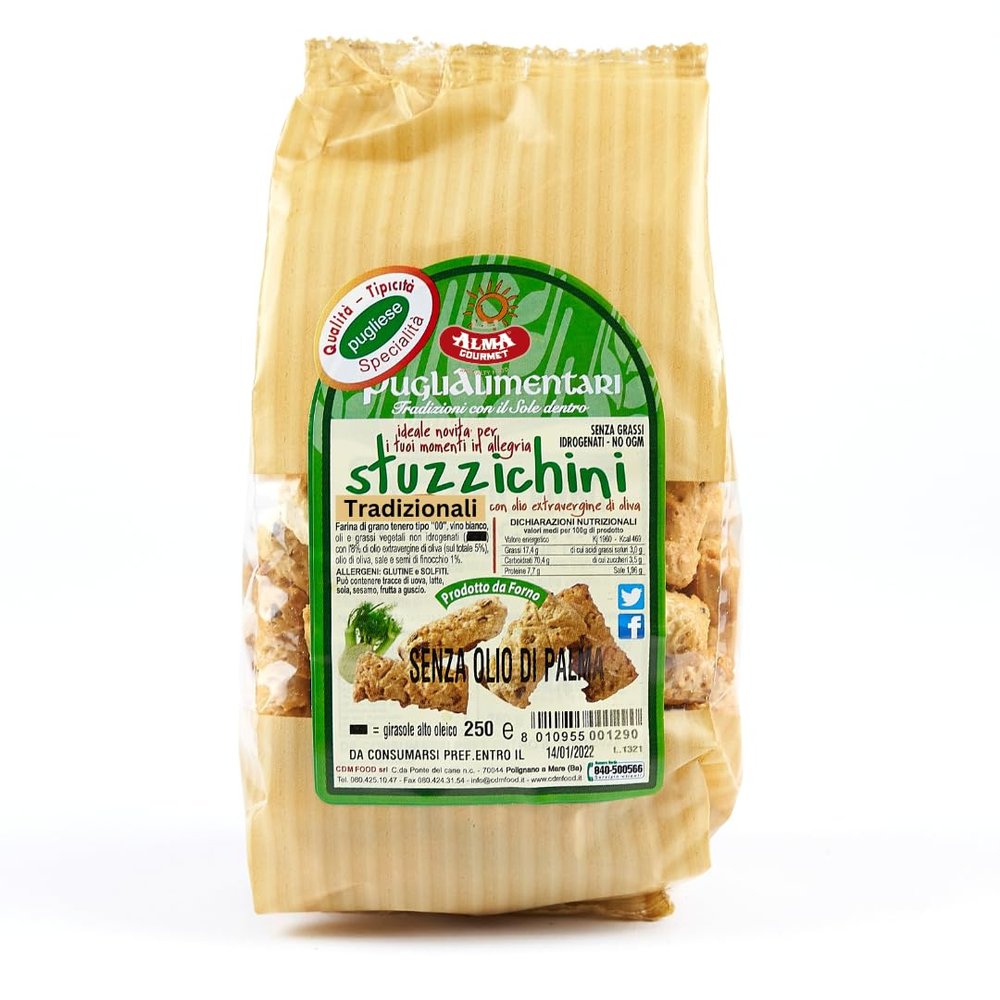Alma Gourmet Traditional Stuzzichini Pugliesi Imported From Italy - Italian Stuzzichini Crunchy Snack With Extra Virgin Olive Oil - Authentic Apulian Specialty- 8.8oz (250g) - Pack of 3