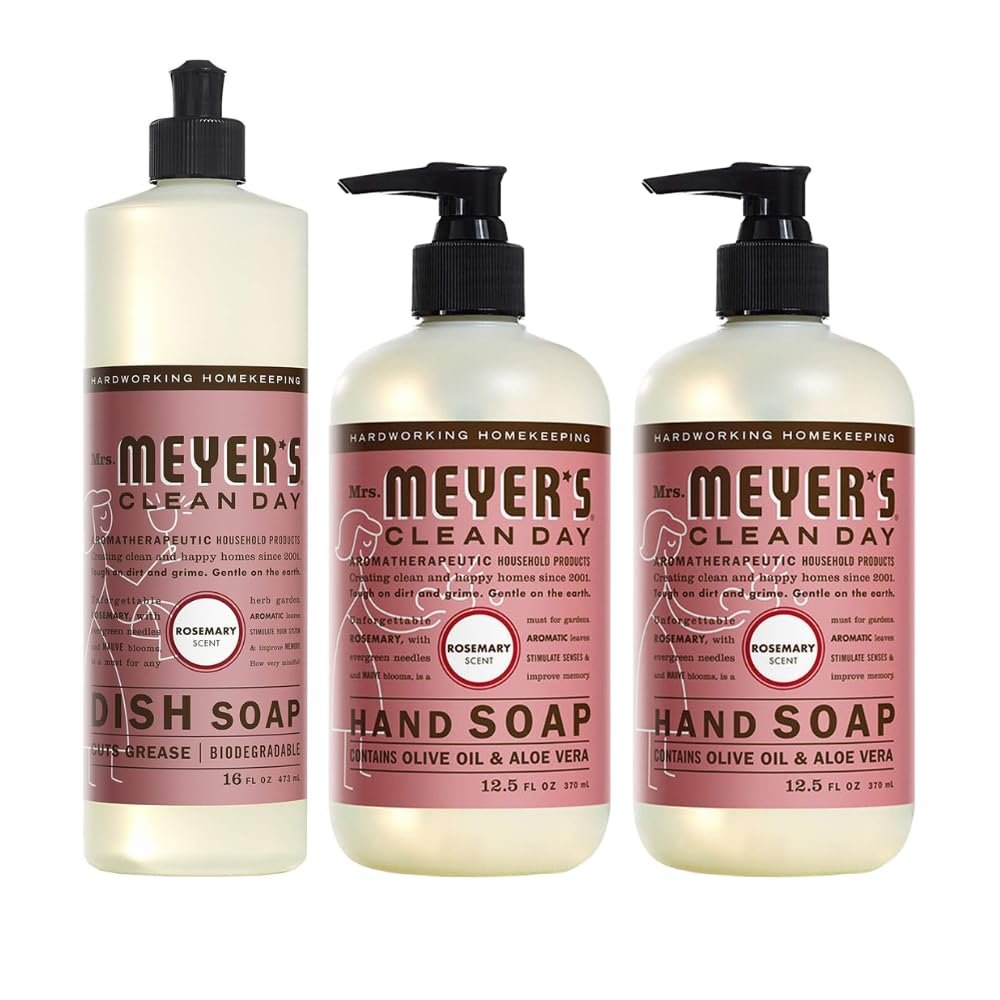 Mrs. MEYER'S CLEAN DAY Variety, 2 Liquid Hand Soap 12.5 OZ, 1 Liquid Dish Soap, 16 FL OZ (Rosemary)