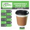EcoQuality 10 oz Compostable Paper Cups with Black Dome Lids and Sleeves - Biodegradable Disposable White Paper Coffee Cups PLA Lined - Eco-friendly Hot and Cold Drinking Cups (50) view 2