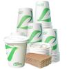 10 oz Compostable Paper Cups with White Flat Lids and Sleeves - Biodegradable Disposable White Paper Coffee Cups PLA Lined - Eco-friendly Hot and Cold Drinking Cups (100) view 1