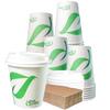 10 oz Compostable Paper Cups with White Dome Lids and Sleeves - Biodegradable Disposable White Paper Coffee Cups PLA Lined - Eco-friendly Hot and Cold Drinking Cups (1000) view 1