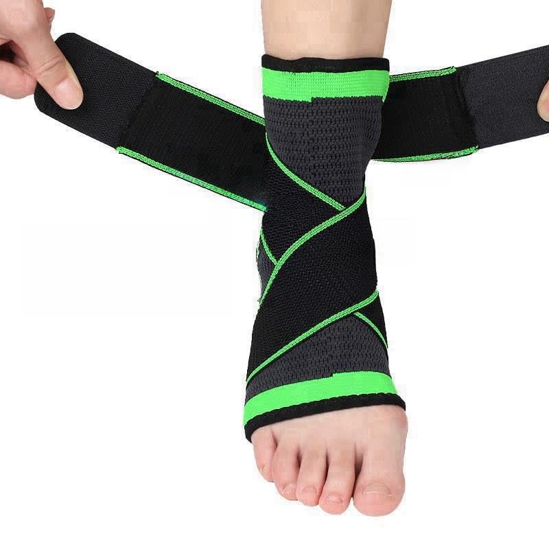 3D Weaving Elastic Adjustable Pressure Nylon Strap Ankle Brace Sleeve for Men&Wmen,Taekwondo,Football, Basketball,Running and Other Fitness Heel Protector (X-Large, 2pcs-Green)